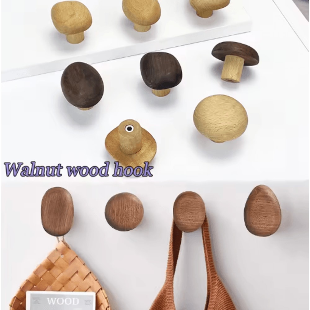 Minimalist Wooden Wall Coat Hooks Natural Entryway Key Hat Hanger Rack 0