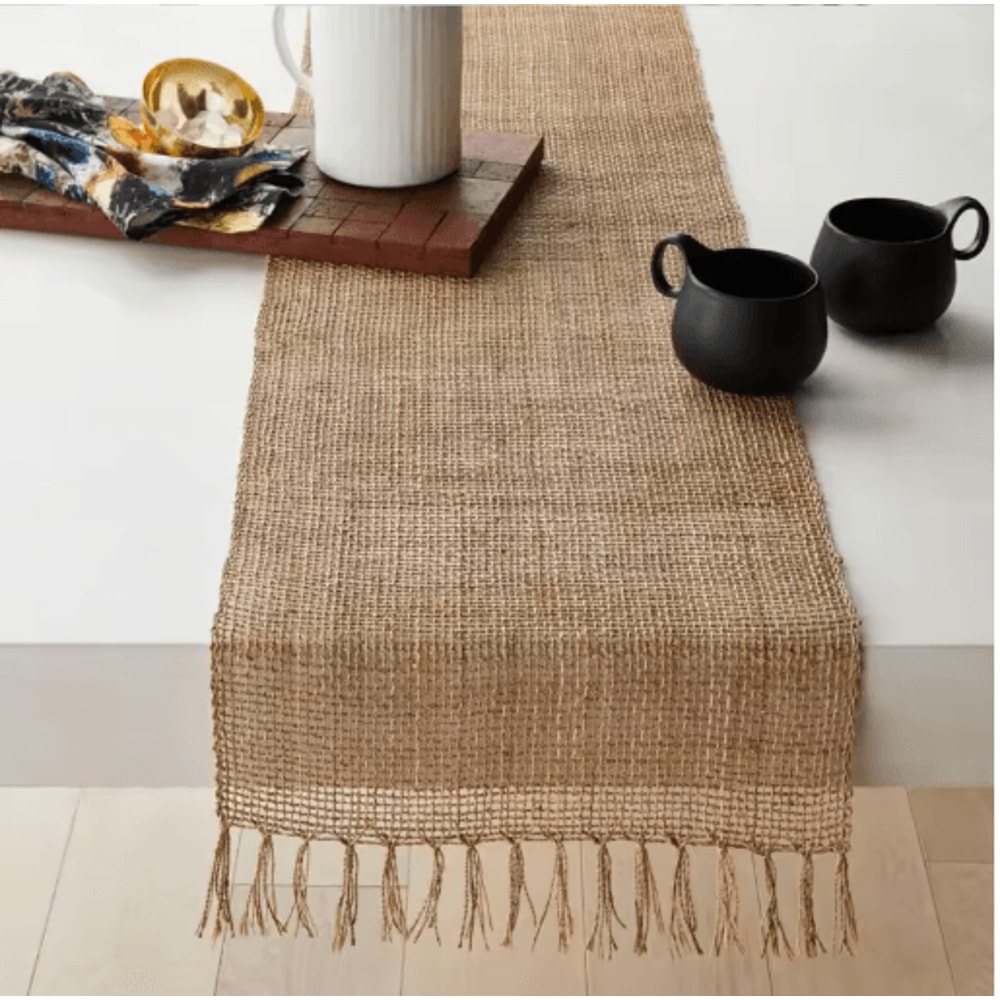 Natural Jute Tassel Table Runner Rustic Farmhouse Decor For Dining Events 1
