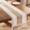Boho Macrame Table Runner Cream Brown Farmhouse Tassel Table Decor 1