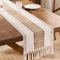 Boho Macrame Table Runner Cream Brown Farmhouse Tassel Table Decor 1