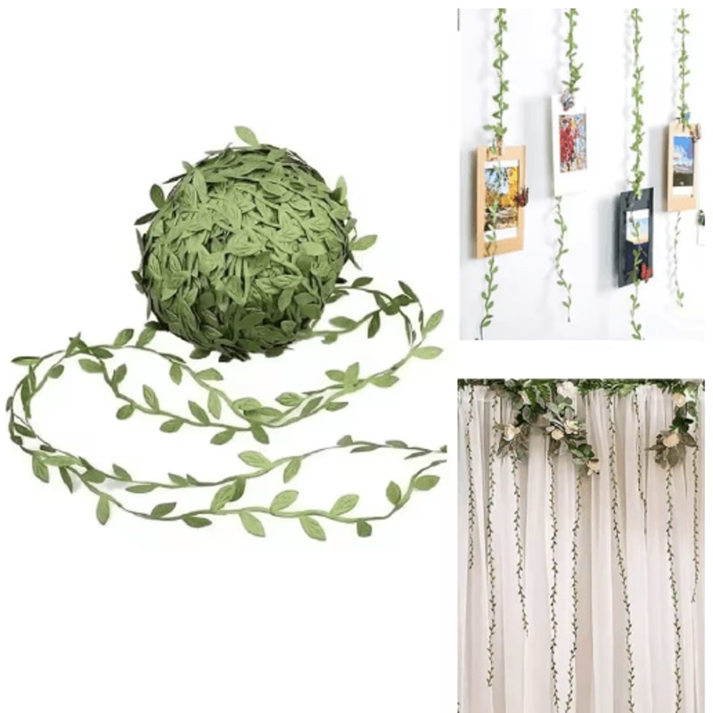 Artificial Green Leaf Vine Ribbon Flexible Garland For DIY Crafts Event Decor 10
