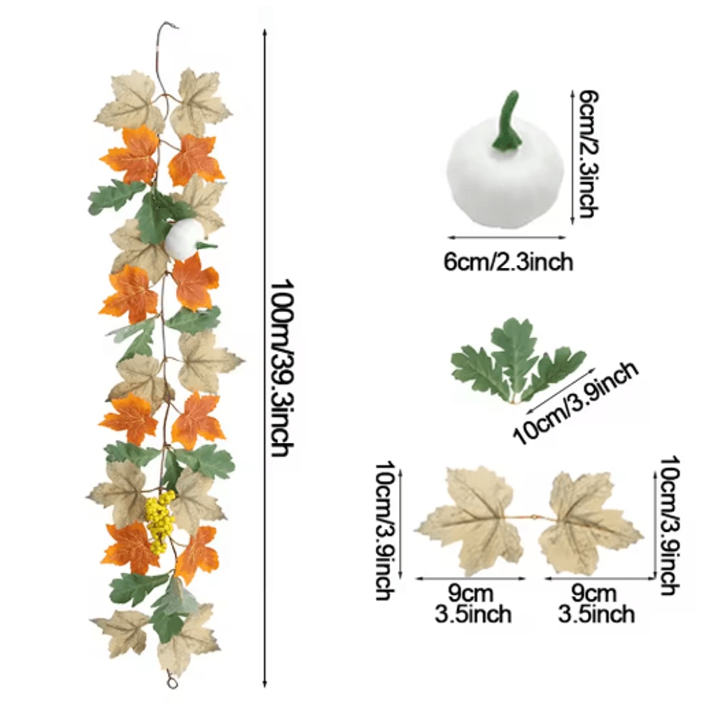 Artificial Maple Leaf Garland Autumn Vine Decor For Thanksgiving Halloween 1