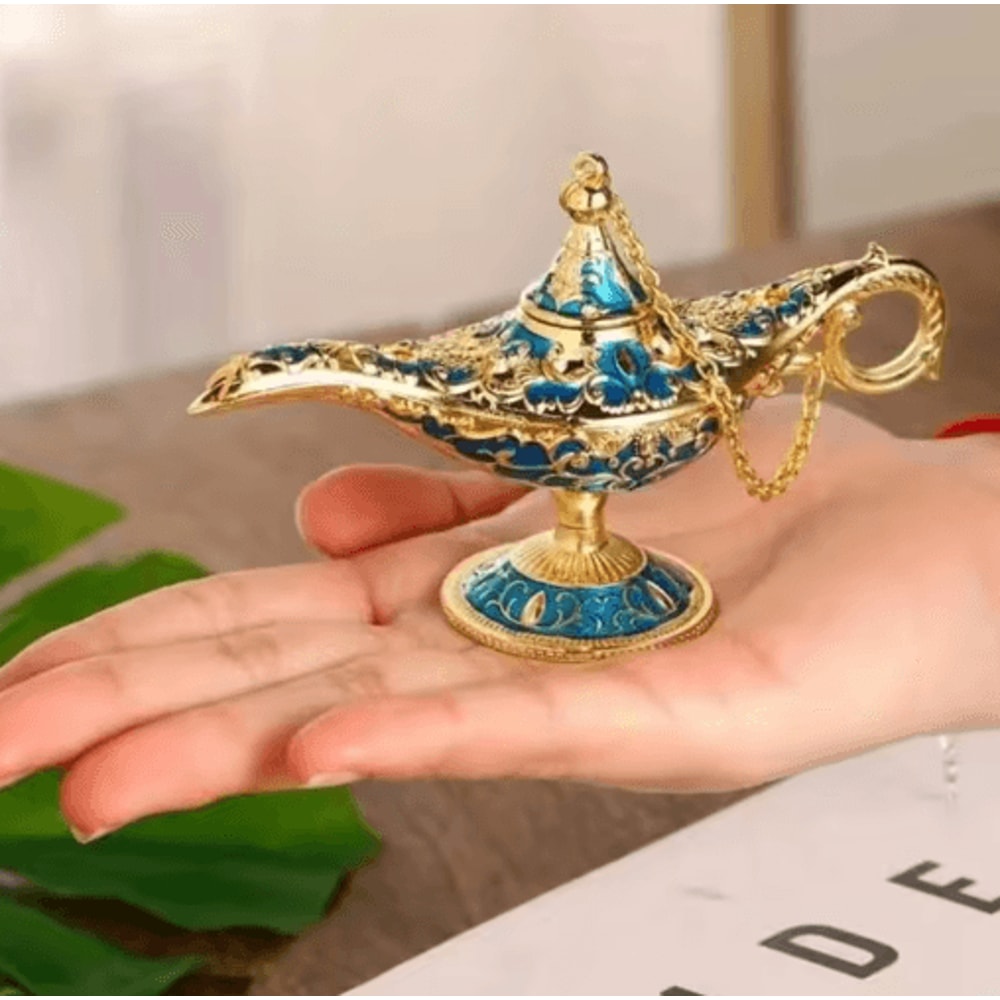 Vintage Aladdin Genie Magic Lamp Elegant Metal Home Decor Ornament 0