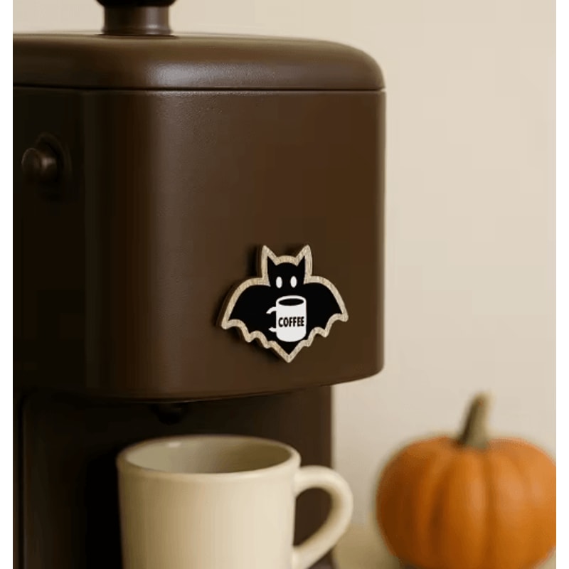 Cute Wooden Halloween Bat Decor CoffeeThemed Hanging Stickers For Home Kitchen 2