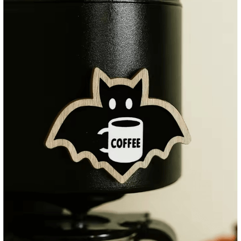 Cute Wooden Halloween Bat Decor CoffeeThemed Hanging Stickers For Home Kitchen 4