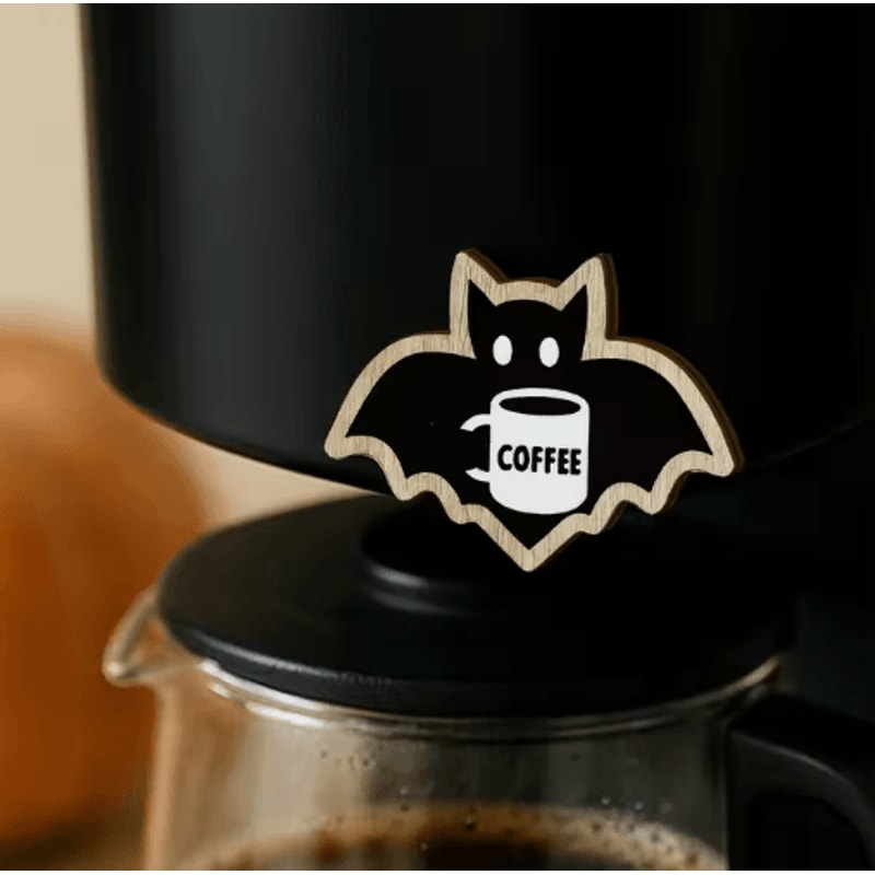 Cute Wooden Halloween Bat Decor CoffeeThemed Hanging Stickers For Home Kitchen 5