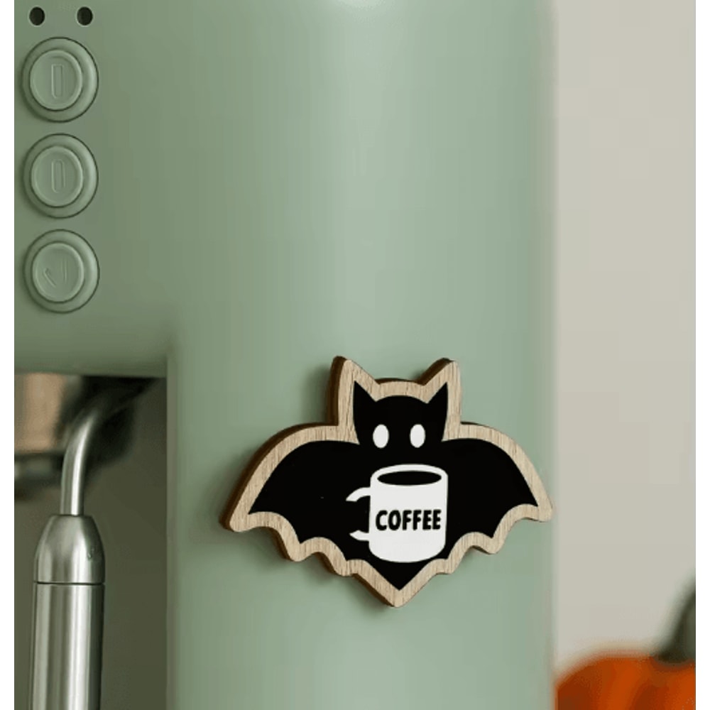 Cute Wooden Halloween Bat Decor CoffeeThemed Hanging Stickers For Home Kitchen 0