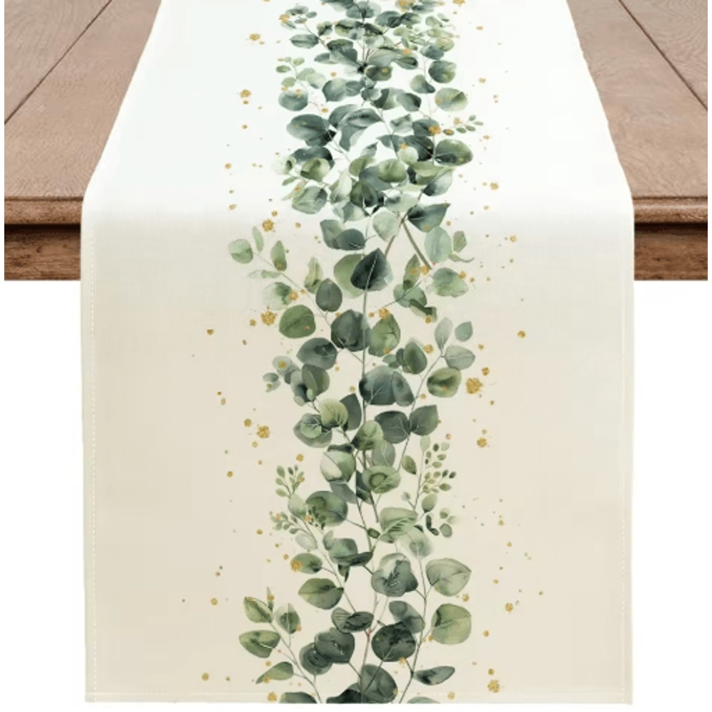 Eucalyptus Leaf Table Runner Fresh Botanical Green Table Decor For Spring Farmhouse Styling 1