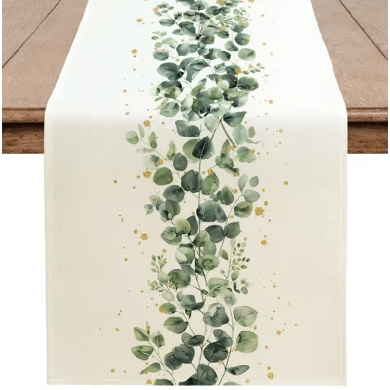 Eucalyptus Leaf Table Runner Fresh Botanical Green Table Decor For Spring Farmhouse Styling 1