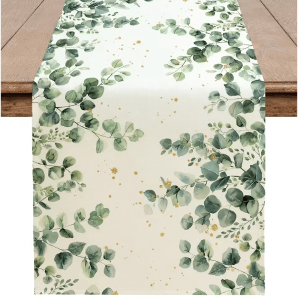 Eucalyptus Leaf Table Runner Fresh Botanical Green Table Decor For Spring Farmhouse Styling 2
