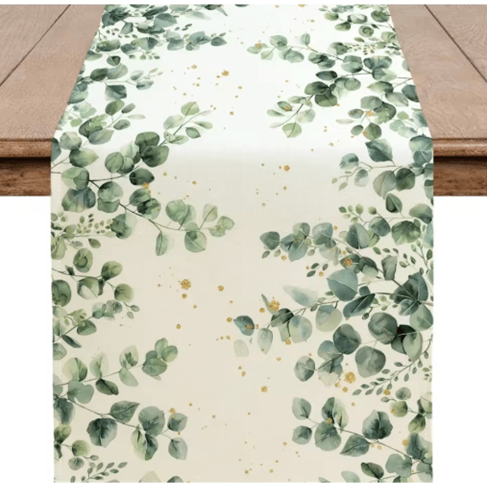 Eucalyptus Leaf Table Runner Fresh Botanical Green Table Decor For Spring Farmhouse Styling 6