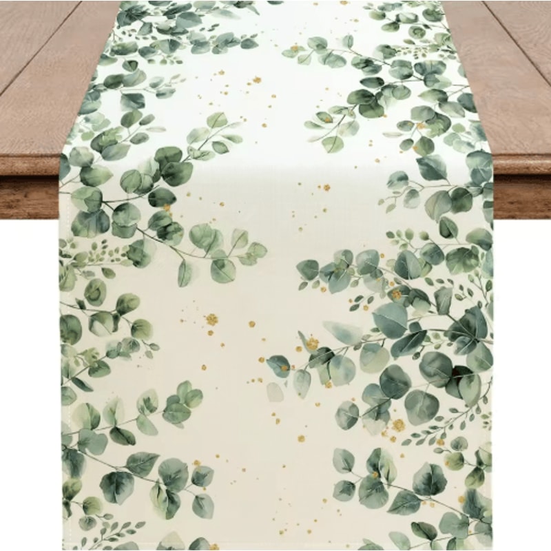 Eucalyptus Leaf Table Runner Fresh Botanical Green Table Decor For Spring Farmhouse Styling 7