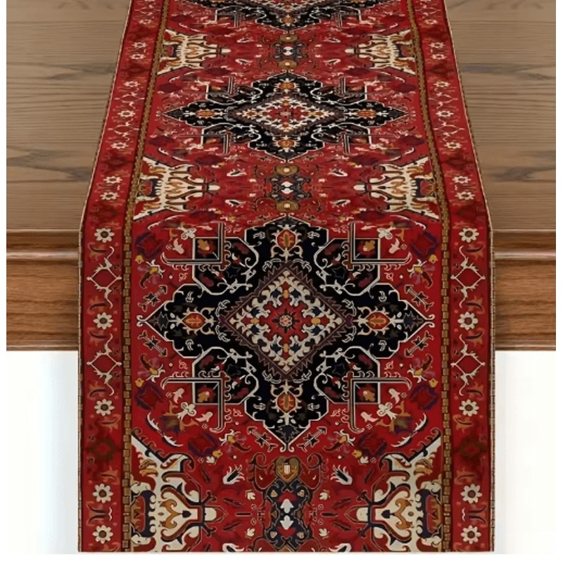 Bohemian Red Persian Table Runner Vintage Stripe Wedding Home Decor Accent 1