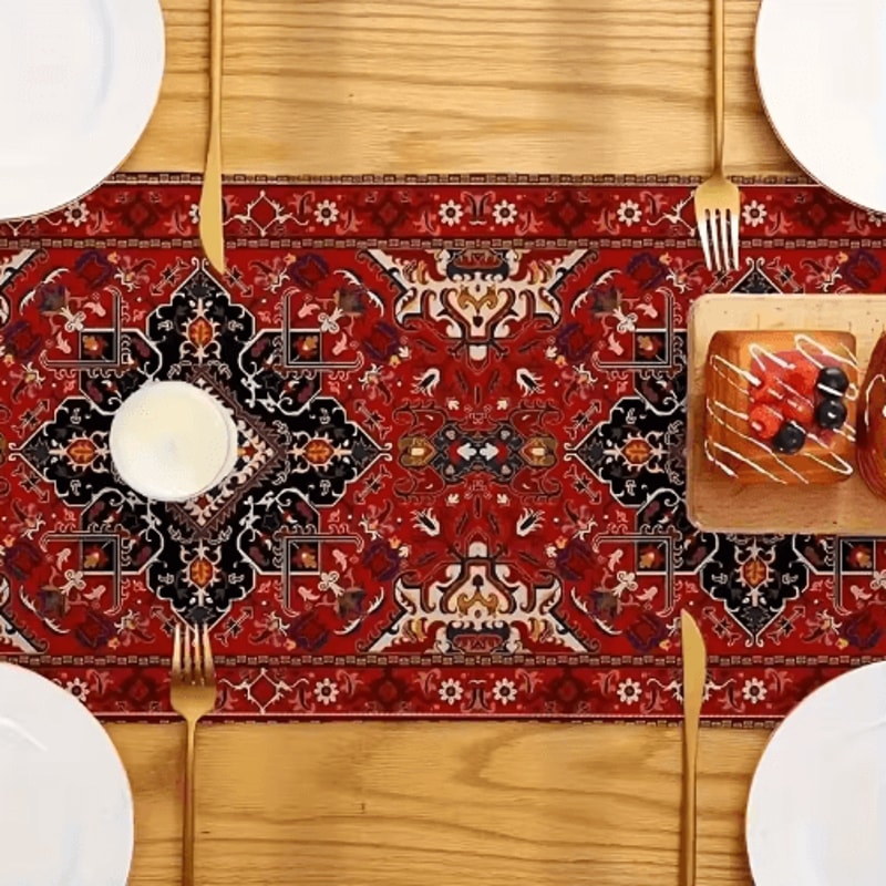 Bohemian Red Persian Table Runner Vintage Stripe Wedding Home Decor Accent 2