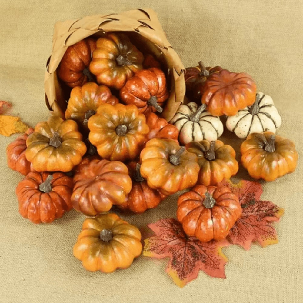 Artificial Pumpkin Decor Set Festive Fall Table DIY Craft Ornaments For Thanksgiving 5