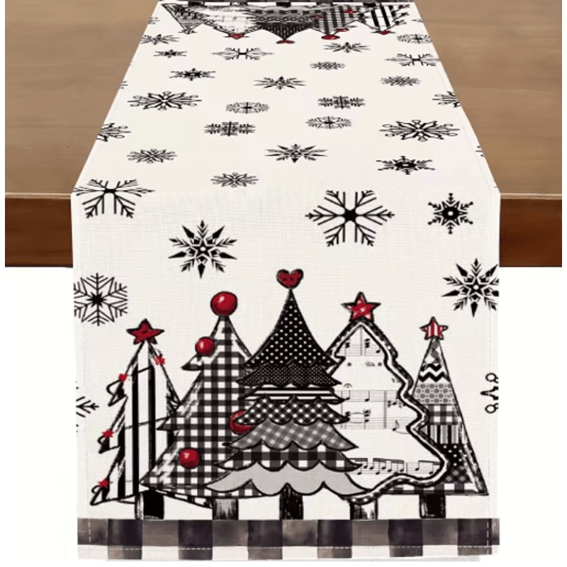 Retro Plaid Christmas Table Runner Cozy Winter Holiday Dining Decor Accent 1
