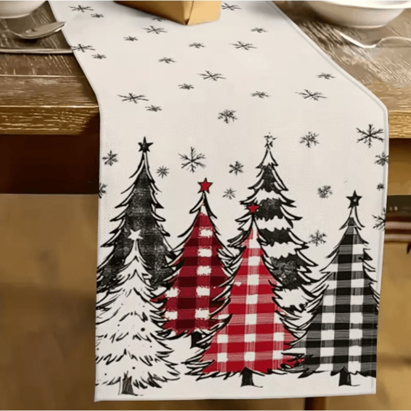 Retro Plaid Christmas Table Runner Cozy Winter Holiday Dining Decor Accent 4