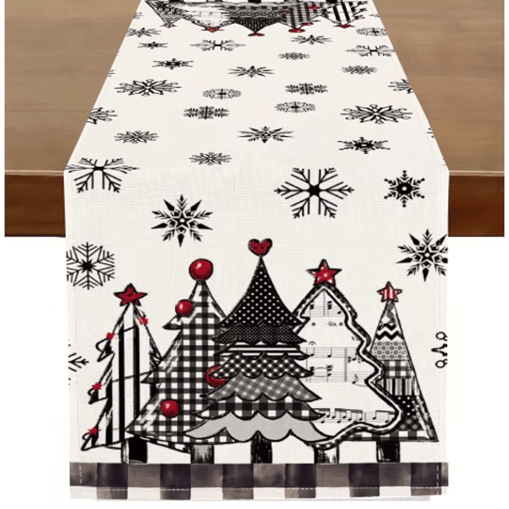 Retro Plaid Christmas Table Runner Cozy Winter Holiday Dining Decor Accent 6