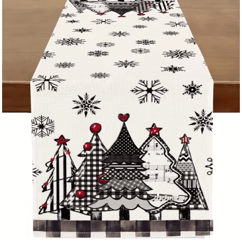 Retro Plaid Christmas Table Runner Cozy Winter Holiday Dining Decor Accent 6