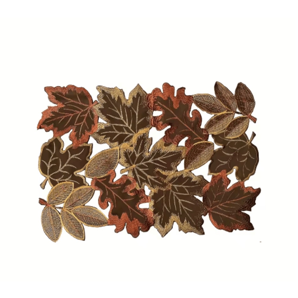 Embroidered Maple Leaf Table Runner Rustic Autumn Farmhouse Thanksgiving Decor 3