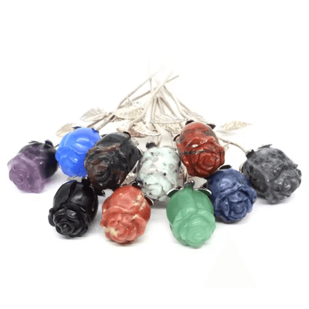 HandCarved Rose Quartz Crystal Rose Romantic Healing Gemstone Gift Home Decor 17