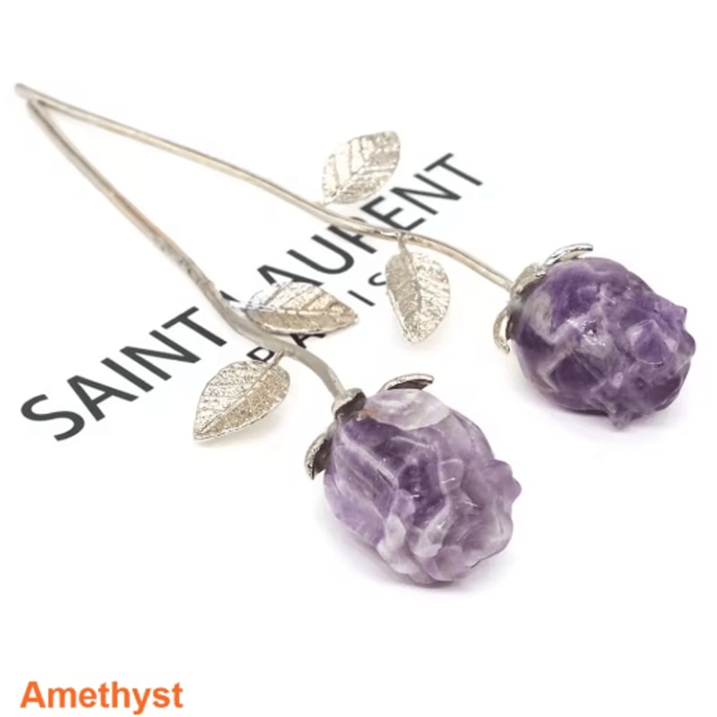 HandCarved Rose Quartz Crystal Rose Romantic Healing Gemstone Gift Home Decor 18