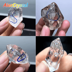 natural herkimer diamond crystal – raw black energy stone for reiki & home decor