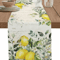 Eucalyptus Lemon Linen Table Runner Fresh Floral Spring Farmhouse Table Decor 0