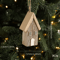 Wooden Christmas House Ornament Rustic Mini Log Cabin Tree Pendant Decor 2
