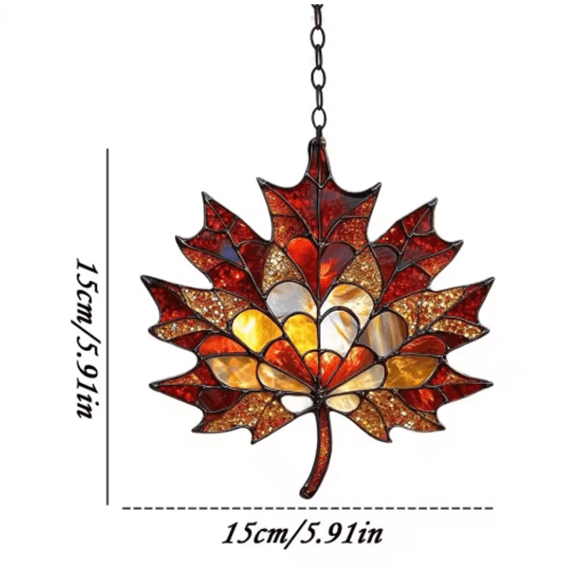 Acrylic Maple Leaf Light Catcher Autumn Thanksgiving Door Window Hanging Decor 1