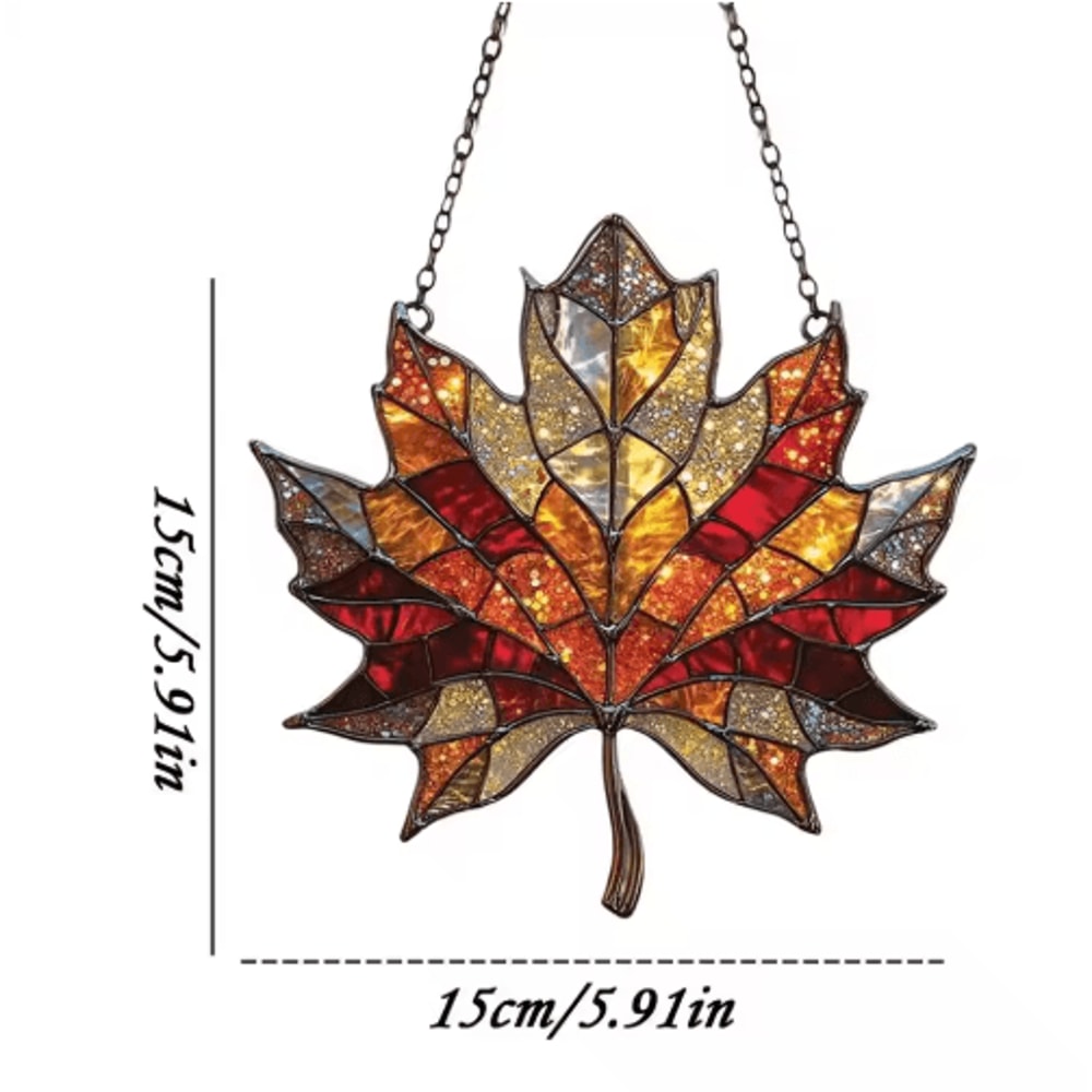 Acrylic Maple Leaf Light Catcher Autumn Thanksgiving Door Window Hanging Decor 3