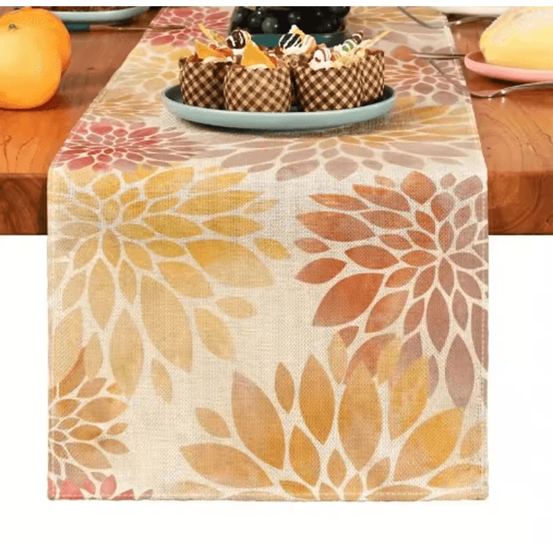 Boho Plant Linen Table Runner Minimalist Farmhouse Dining Home Decor Accent 2