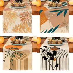 boho plant linen table runner – minimalist farmhouse dining & home decor accent