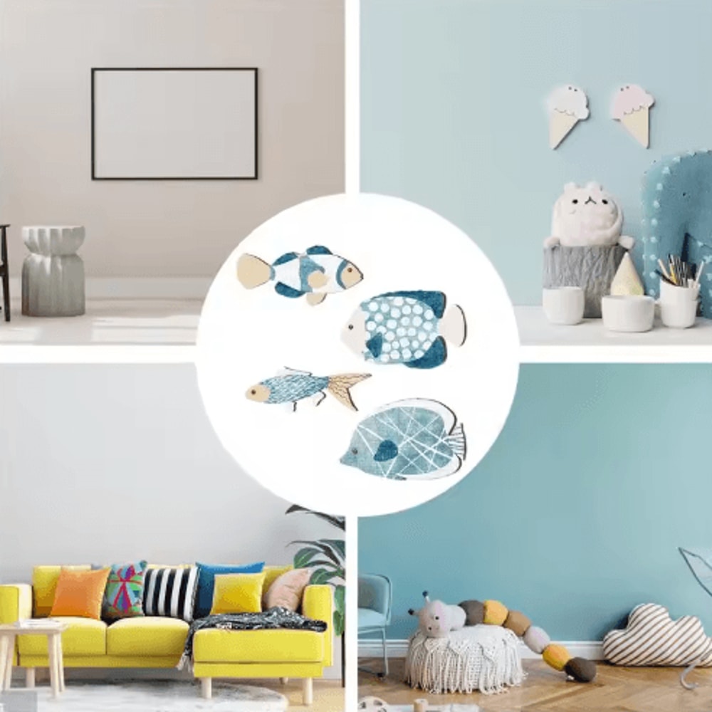 Wooden Nautical Fish Wall Decor Set Coastal Beach House Wall Art 4Piece 3