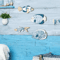 Wooden Nautical Fish Wall Decor Set Coastal Beach House Wall Art 4Piece 0