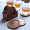 6Piece Walnut Wood Coasters Set Round Japanese Style Insulated Drink Coasters 7