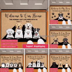 personalized pet cartoon doormat – custom dog & cat name welcome mat for home