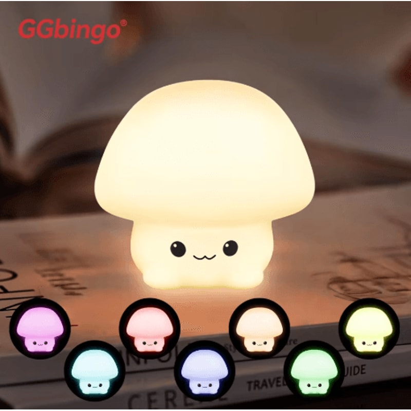 Cute Pear Duck Night Light 7Color Touch Control USB Rechargeable Silicone Lamp 2