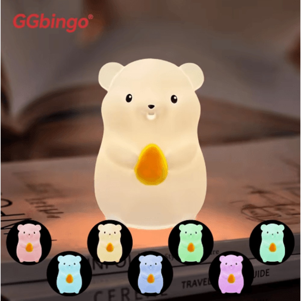 Cute Pear Duck Night Light 7Color Touch Control USB Rechargeable Silicone Lamp 3