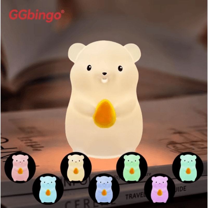 Cute Pear Duck Night Light 7Color Touch Control USB Rechargeable Silicone Lamp 3