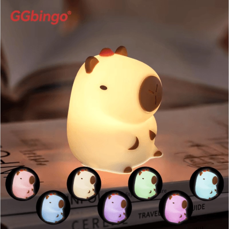Cute Pear Duck Night Light 7Color Touch Control USB Rechargeable Silicone Lamp 5
