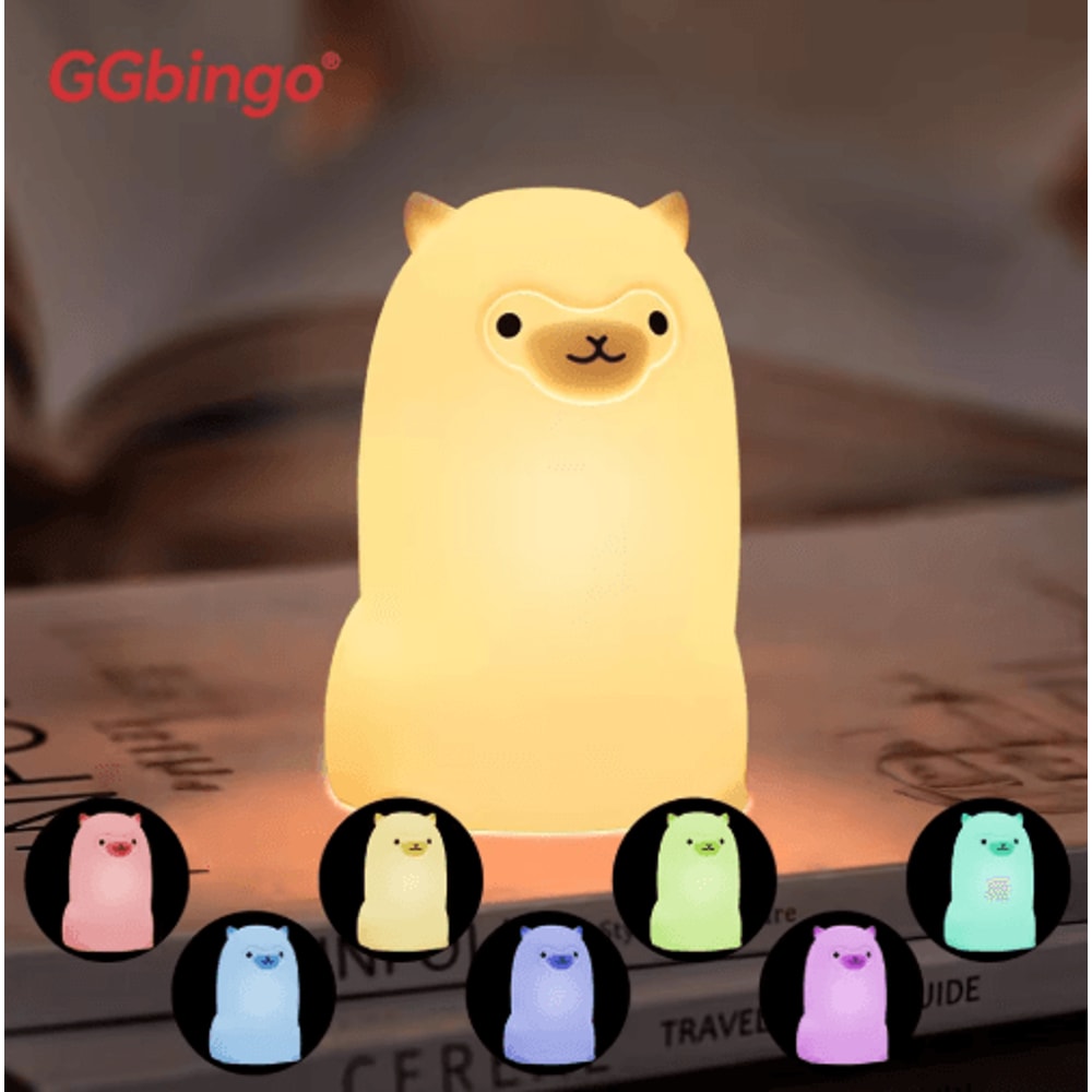 Cute Pear Duck Night Light 7Color Touch Control USB Rechargeable Silicone Lamp 7