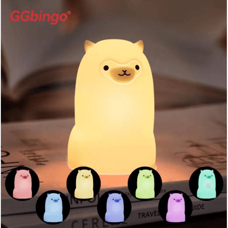 Cute Pear Duck Night Light 7Color Touch Control USB Rechargeable Silicone Lamp 7