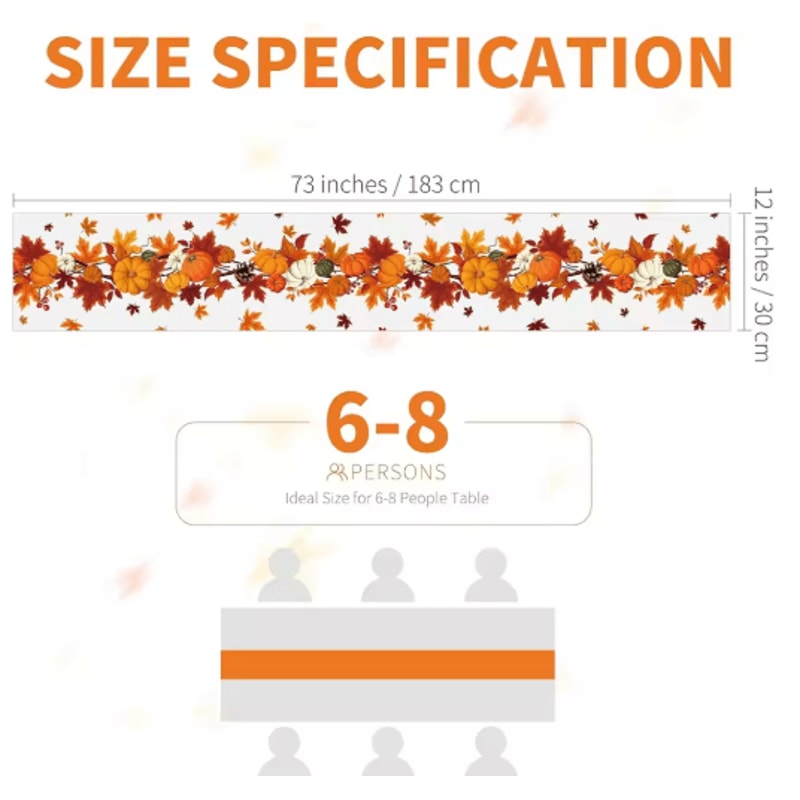 Thanksgiving Pumpkin Linen Table Runner Autumn Harvest Maple Leaf Table Decor 2