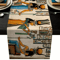 Ancient Egyptian Linen Table Runner Ethnic Mural Boho Farmhouse Dining Decor 1