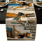 Ancient Egyptian Linen Table Runner Ethnic Mural Boho Farmhouse Dining Decor 0