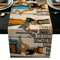Ancient Egyptian Linen Table Runner Ethnic Mural Boho Farmhouse Dining Decor 0