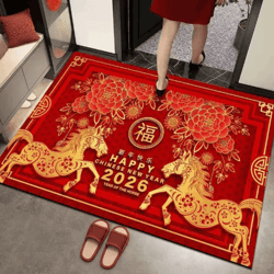 chinese new year red gold rug – year of the horse lucky festival floor ma