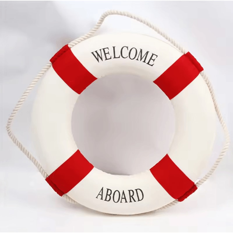 Nautical Life Buoy Wall Decor Red Blue Coastal Beach House Accent 2