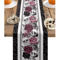 Halloween Skull Rose Linen Table Runner Gothic Crow Floral Party Table Decor 0
